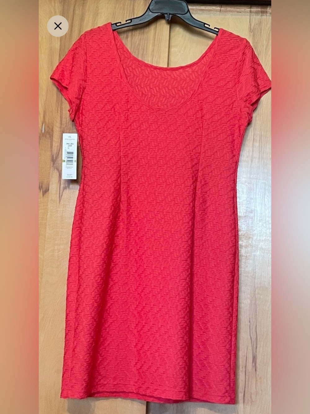 NWT Sharagano Poppy Red Textured Scoop Neck Pull On Dress SIZE 14